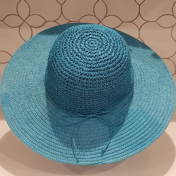 Cappelli Turquoise Blue Straw Sun Hat - Picture 5 of 8